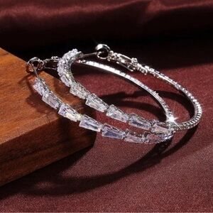 925 Women's Diamond Hoop Earrings